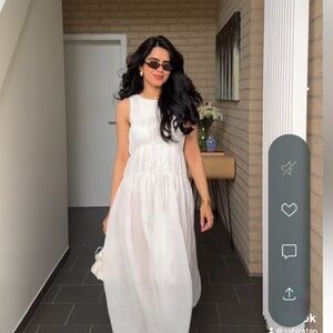 NWT! H&M Ramie Maxi Dress in White Size Small